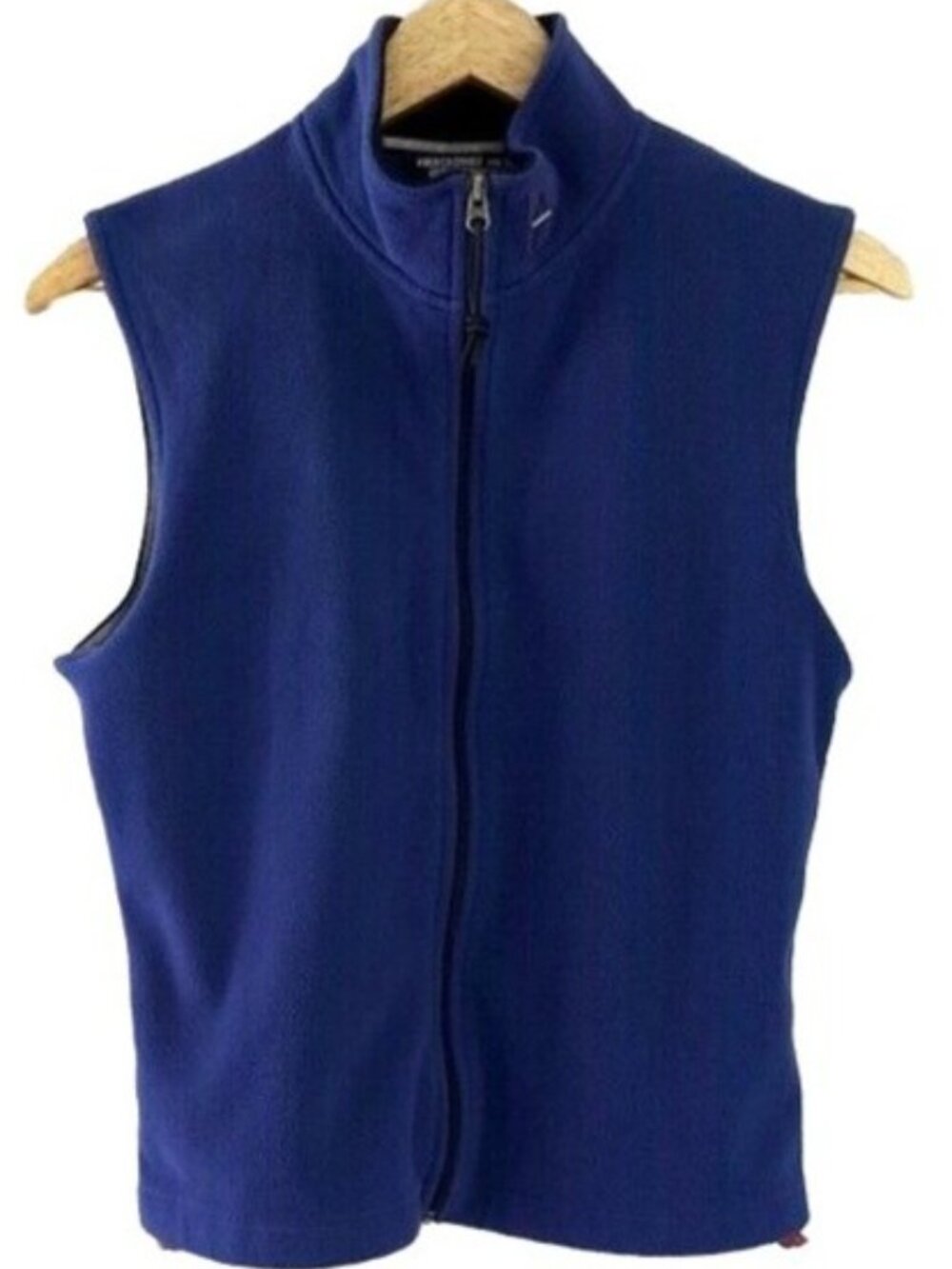 Abercrombie & Fitch Womens Full Zip Fleece Vest Blue Large Ripcord Adj Collar